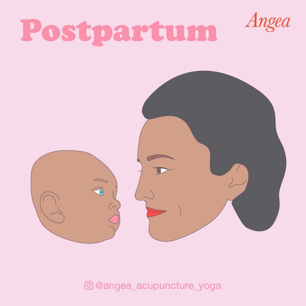 Illustration of a mother and newborn gazing at each other, representing postpartum healing, bonding, and the fourth trimester.