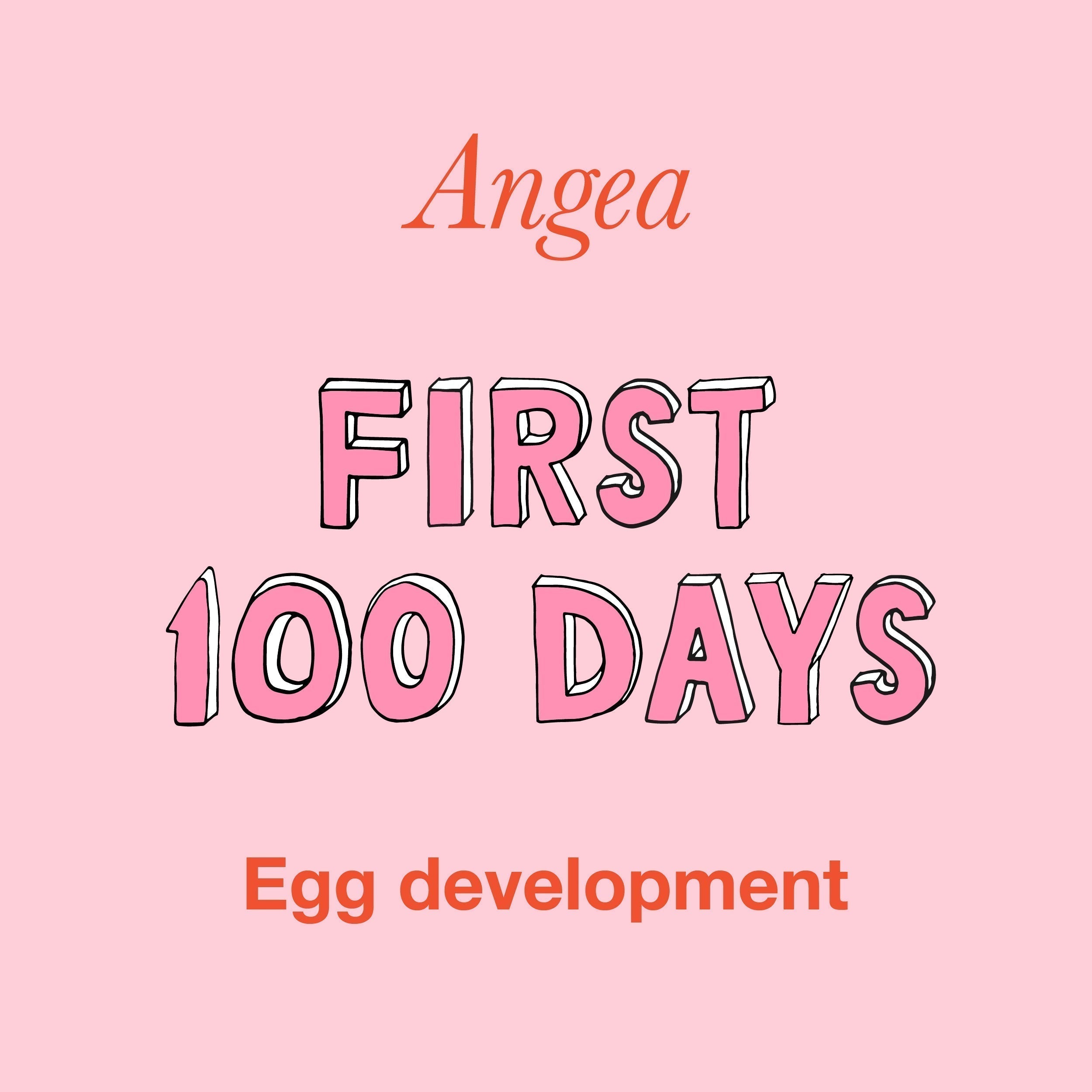 Infographic about egg development during the first 100 days before ovulation and factors that influence egg quality and fertility.